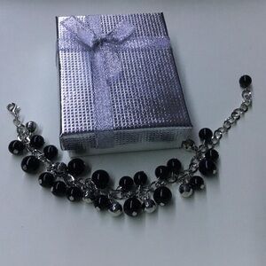 Chic Black and Silver Beaded Bracelet